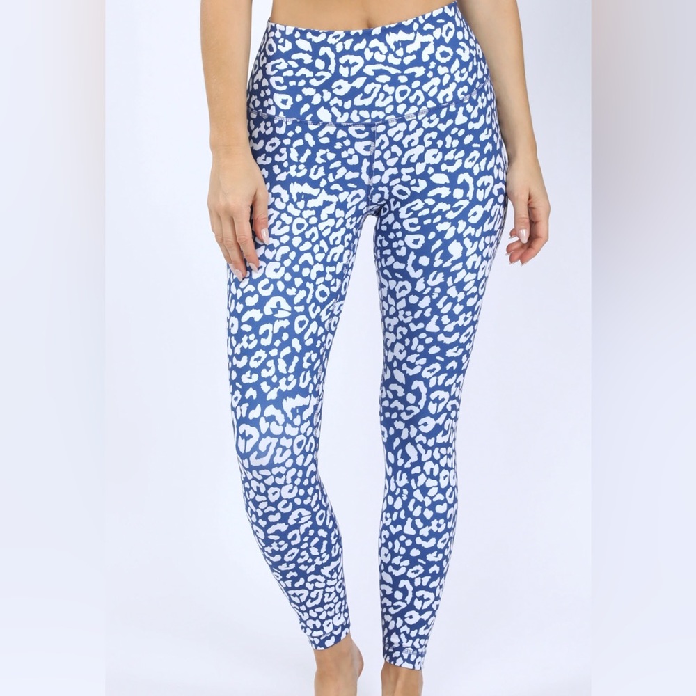 90 DEGREE by reflex blue leopard print leggings